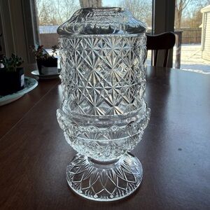 Fenton Crystal/Clear cut and block fairy lamp